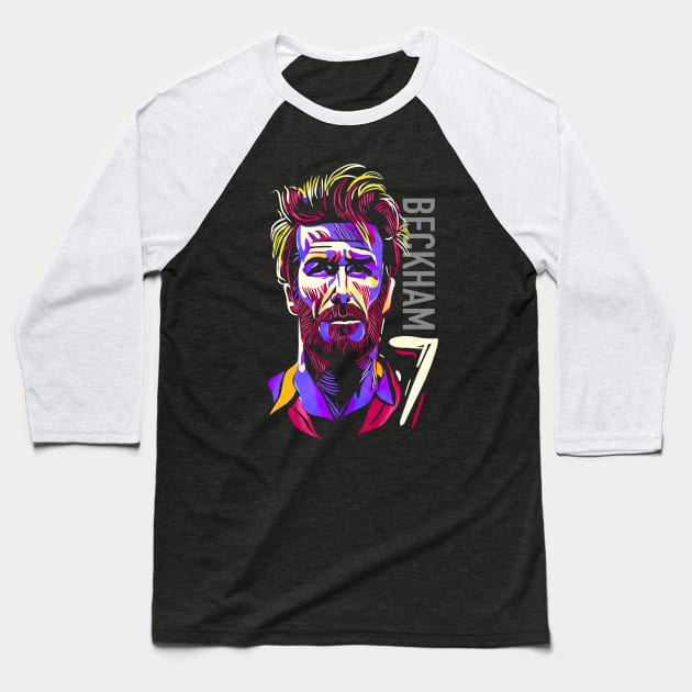 David Beckham popart cartoon Baseball T-Shirt by BAJAJU